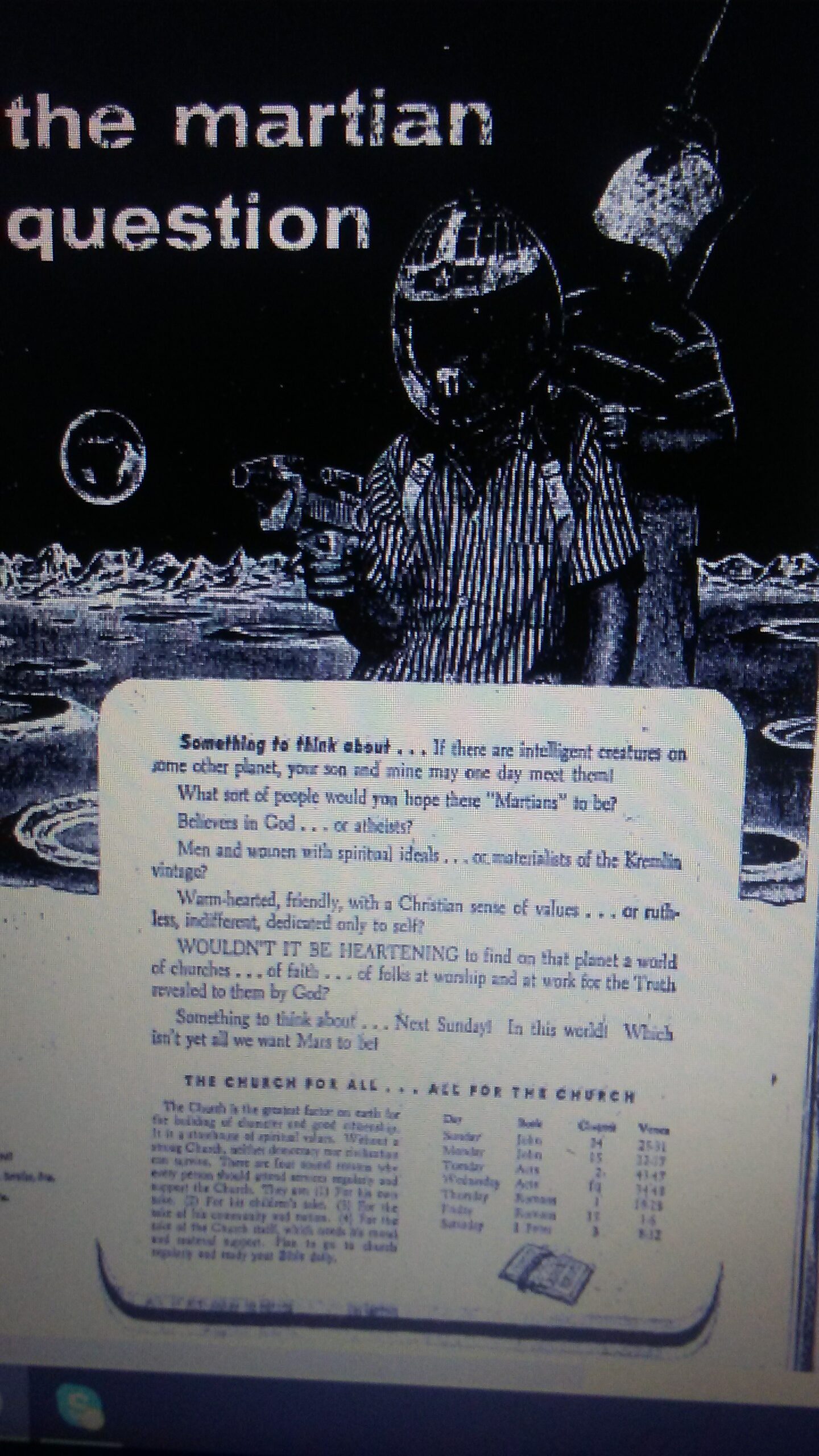 Newspaper article for the church sermon following the 1961 Novi event