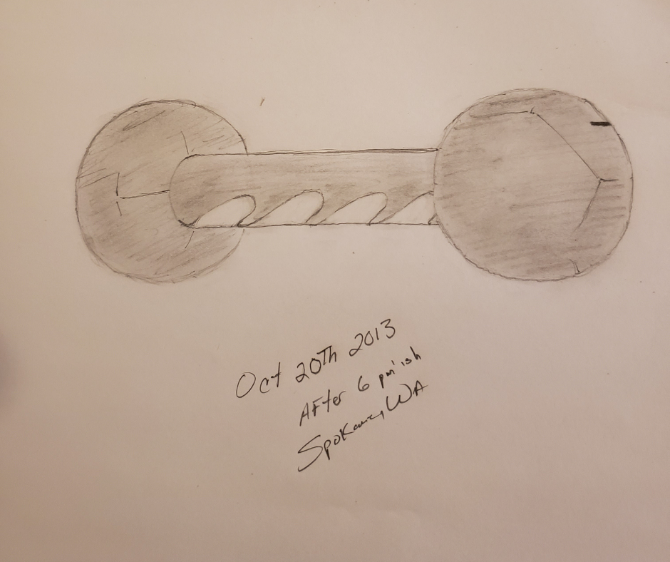 Mike’s drawing of the dumbbell-shaped UFO